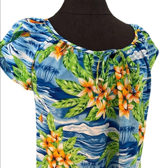 Hilo Hattie’s Plumeria Print Midi Dress Caftan Polyester XS - Picture 2 of 8